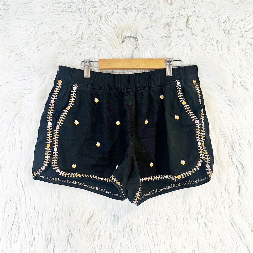 Madewell Women's Embroidered Pull-On Shorts Black Size M